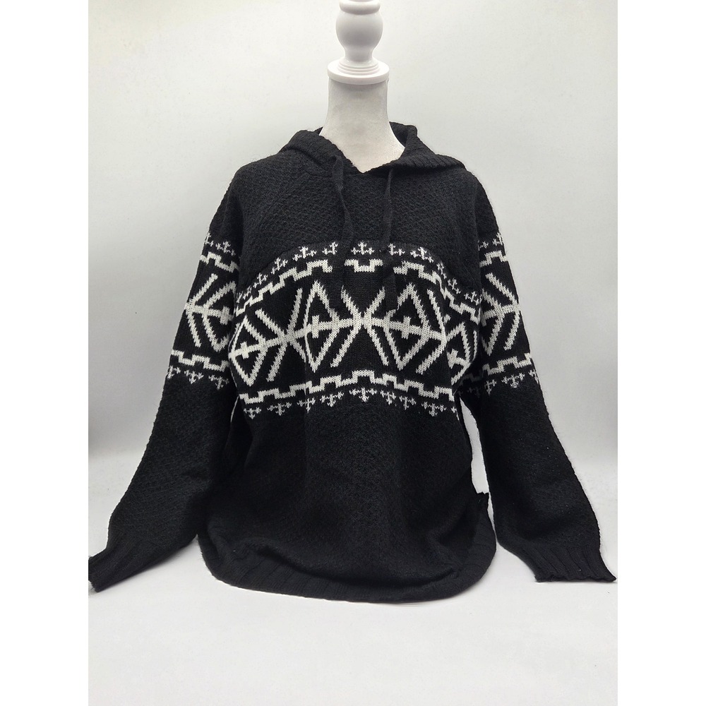 Lane Bryant Women's 18/20 Black White Geometric Hooded Sweater NWT 101-891